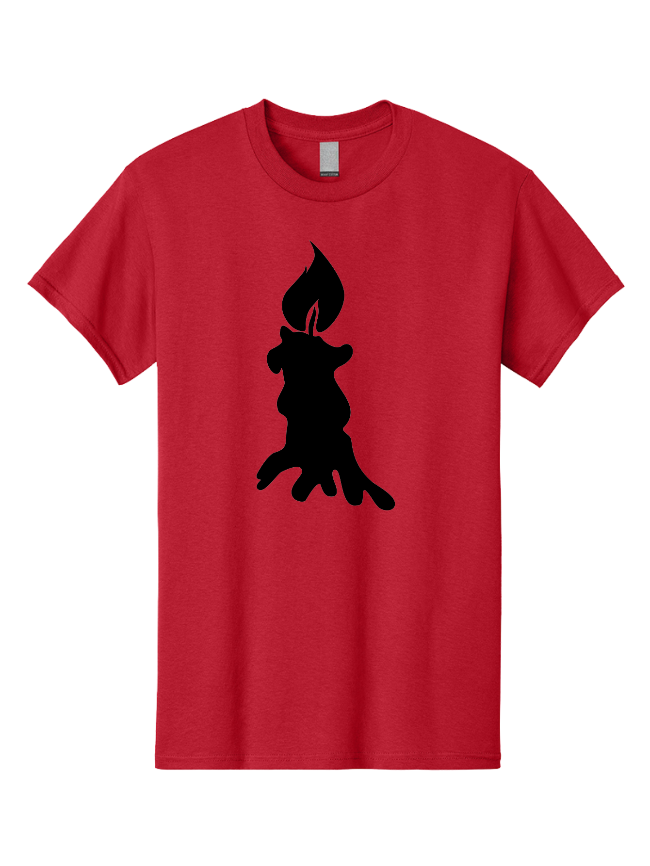 Candle-Silhouette Men'S Graphic Tee, 100% Cotton, Comfortable Casual Summer Wear, Machine Washable, Candle Silhouette, Wax Drips, Flame Icon, Minimalist Design, Simple Graphics, Candlelight Ambiance, Soothing Atmosphere, Warm Glow Aab207