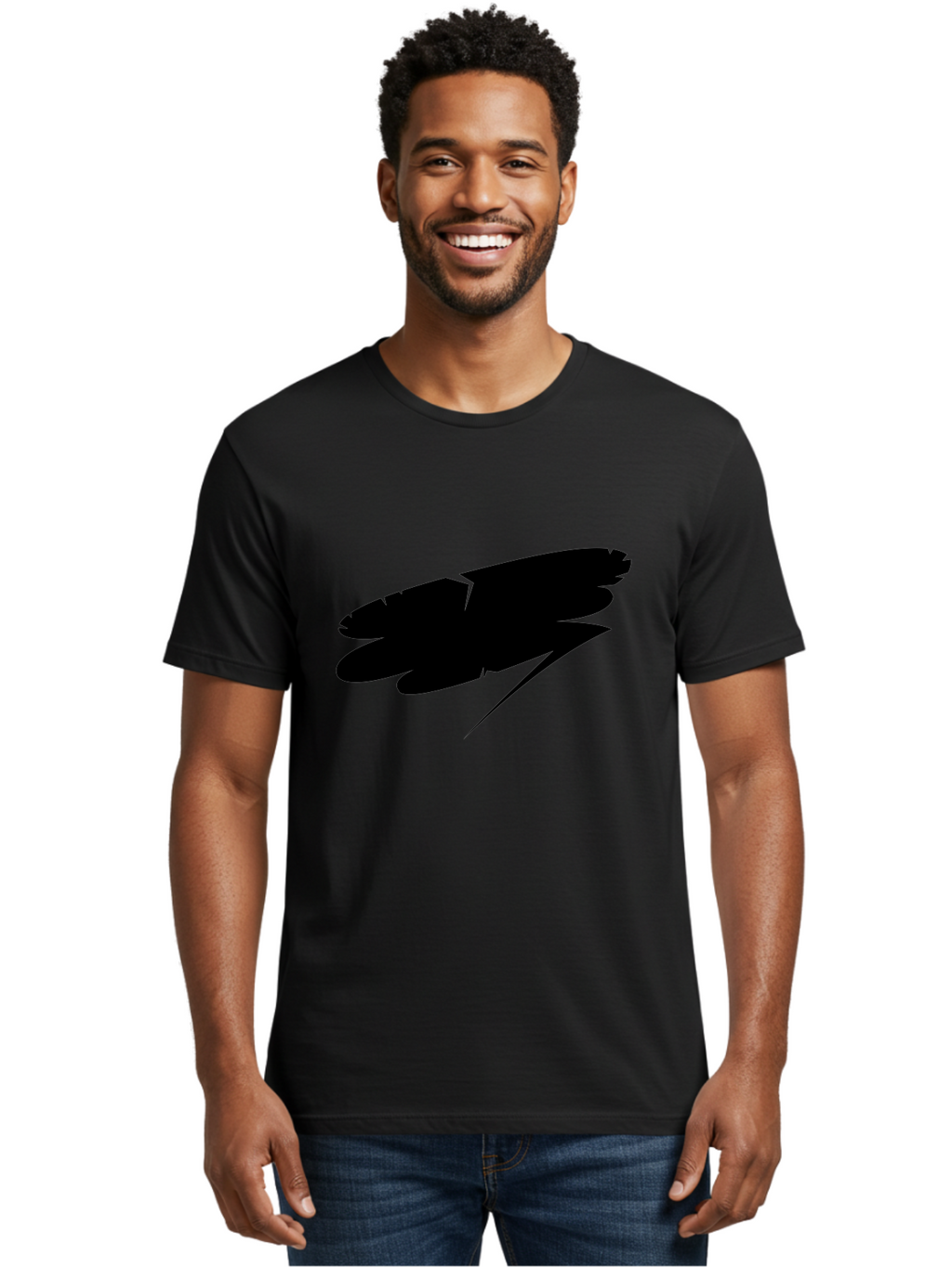 Feather-Silhouette Men'S Graphic Tee, 100% Cotton, Comfortable Casual Summer Wear, Machine Washable, Feather Silhouette, Black Feather, Minimalist Design, Simple Graphics, Bold Shapes, Graphic Elements, Abstract Art Aab214