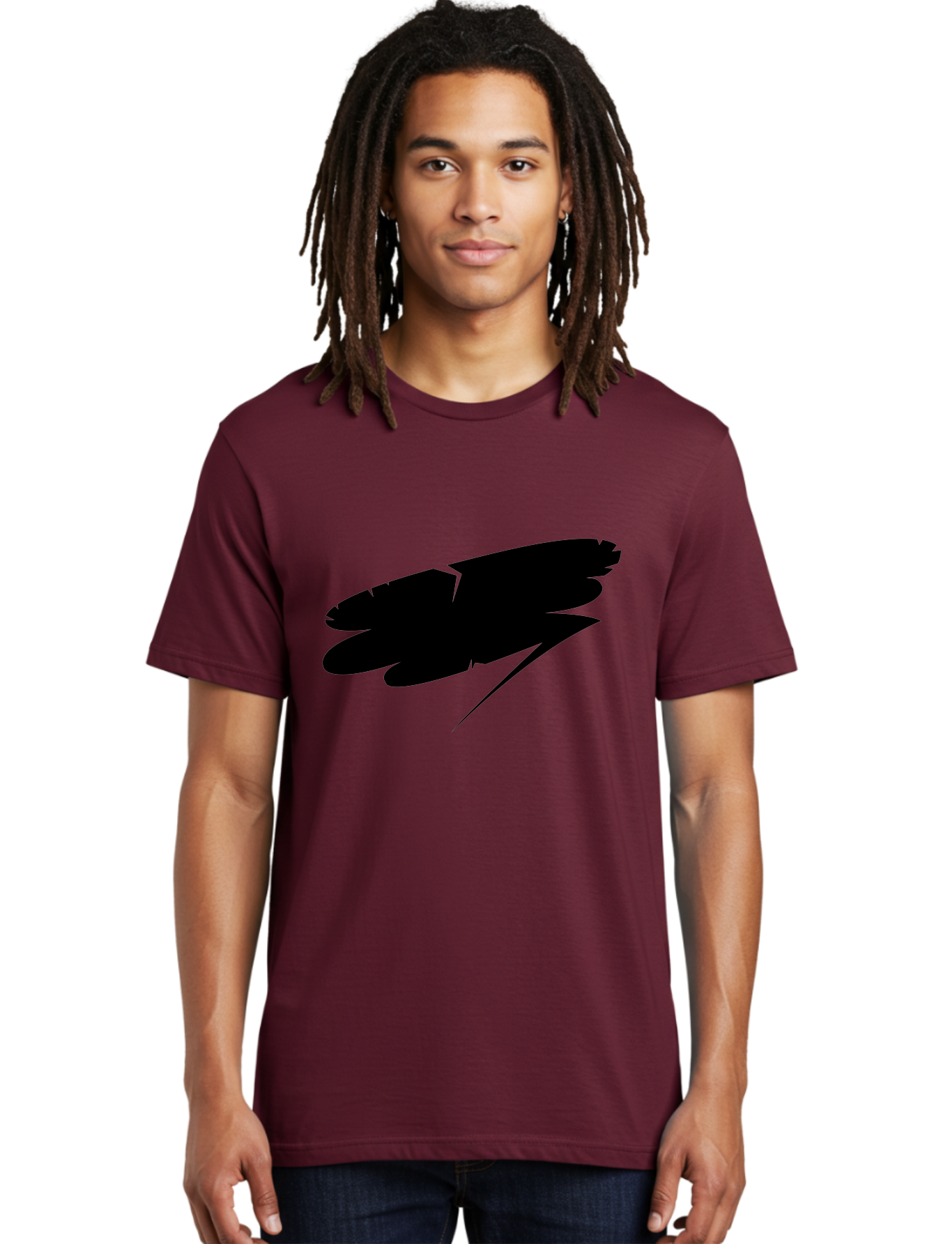 Feather-Silhouette Men'S Graphic Tee, 100% Cotton, Comfortable Casual Summer Wear, Machine Washable, Feather Silhouette, Black Feather, Minimalist Design, Simple Graphics, Bold Shapes, Graphic Elements, Abstract Art Aab214