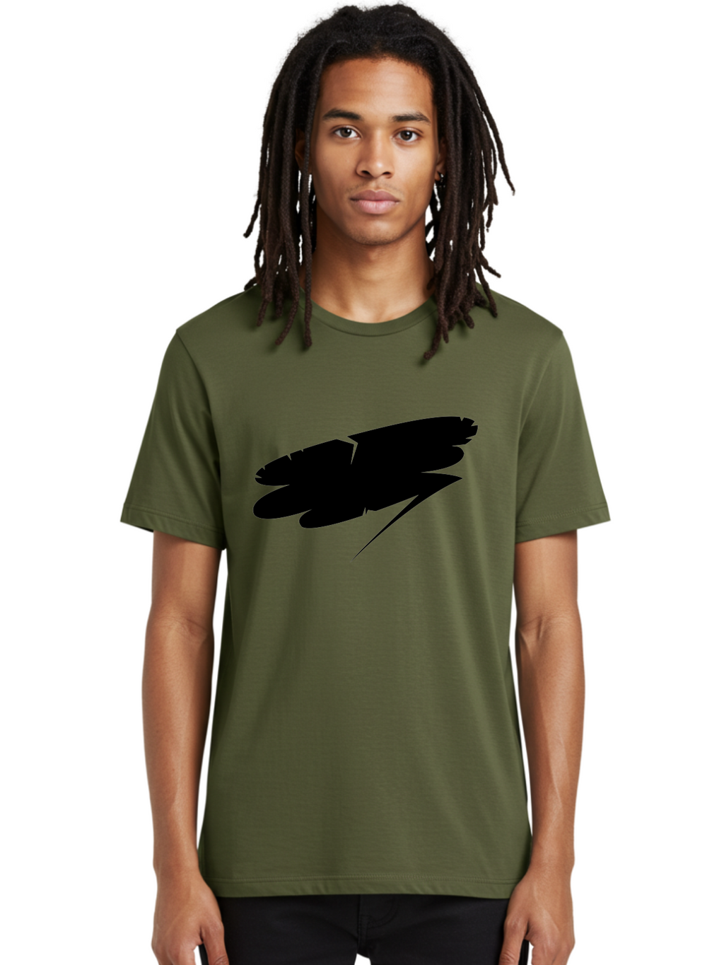 Feather-Silhouette Men'S Graphic Tee, 100% Cotton, Comfortable Casual Summer Wear, Machine Washable, Feather Silhouette, Black Feather, Minimalist Design, Simple Graphics, Bold Shapes, Graphic Elements, Abstract Art Aab214