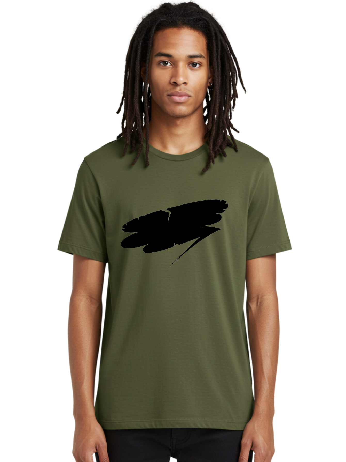 Feather-Silhouette Men'S Graphic Tee, 100% Cotton, Comfortable Casual Summer Wear, Machine Washable, Feather Silhouette, Black Feather, Minimalist Design, Simple Graphics, Bold Shapes, Graphic Elements, Abstract Art Aab214