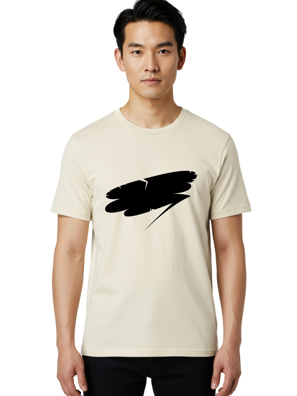 Feather-Silhouette Men'S Graphic Tee, 100% Cotton, Comfortable Casual Summer Wear, Machine Washable, Feather Silhouette, Black Feather, Minimalist Design, Simple Graphics, Bold Shapes, Graphic Elements, Abstract Art Aab214