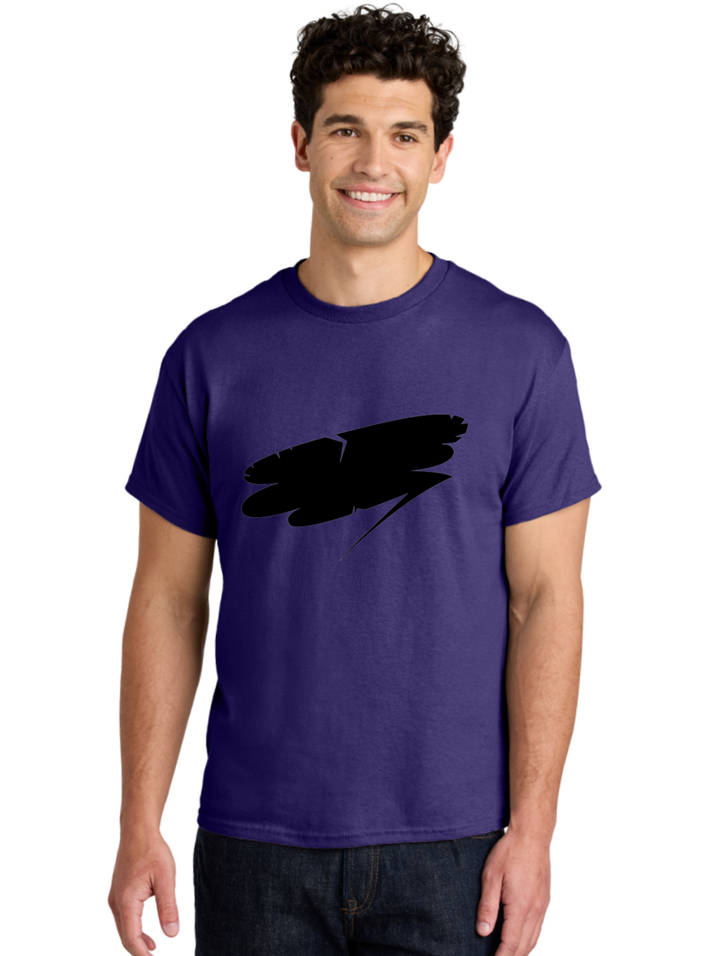 Feather-Silhouette Men'S Graphic Tee, 100% Cotton, Comfortable Casual Summer Wear, Machine Washable, Feather Silhouette, Black Feather, Minimalist Design, Simple Graphics, Bold Shapes, Graphic Elements, Abstract Art Aab214