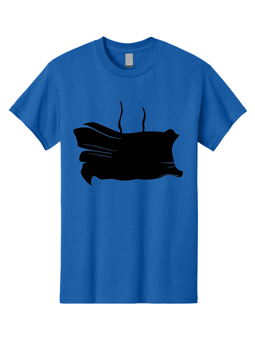 Fish-Silhouette Men'S Graphic Tee, 100% Cotton, Comfortable Casual Summer Wear, Machine Washable, Black Smear, Abstract Art, Brush Stroke, Artistic Expression, Creative Design, Modern Art, Hand Drawn, Digital Art Aab215