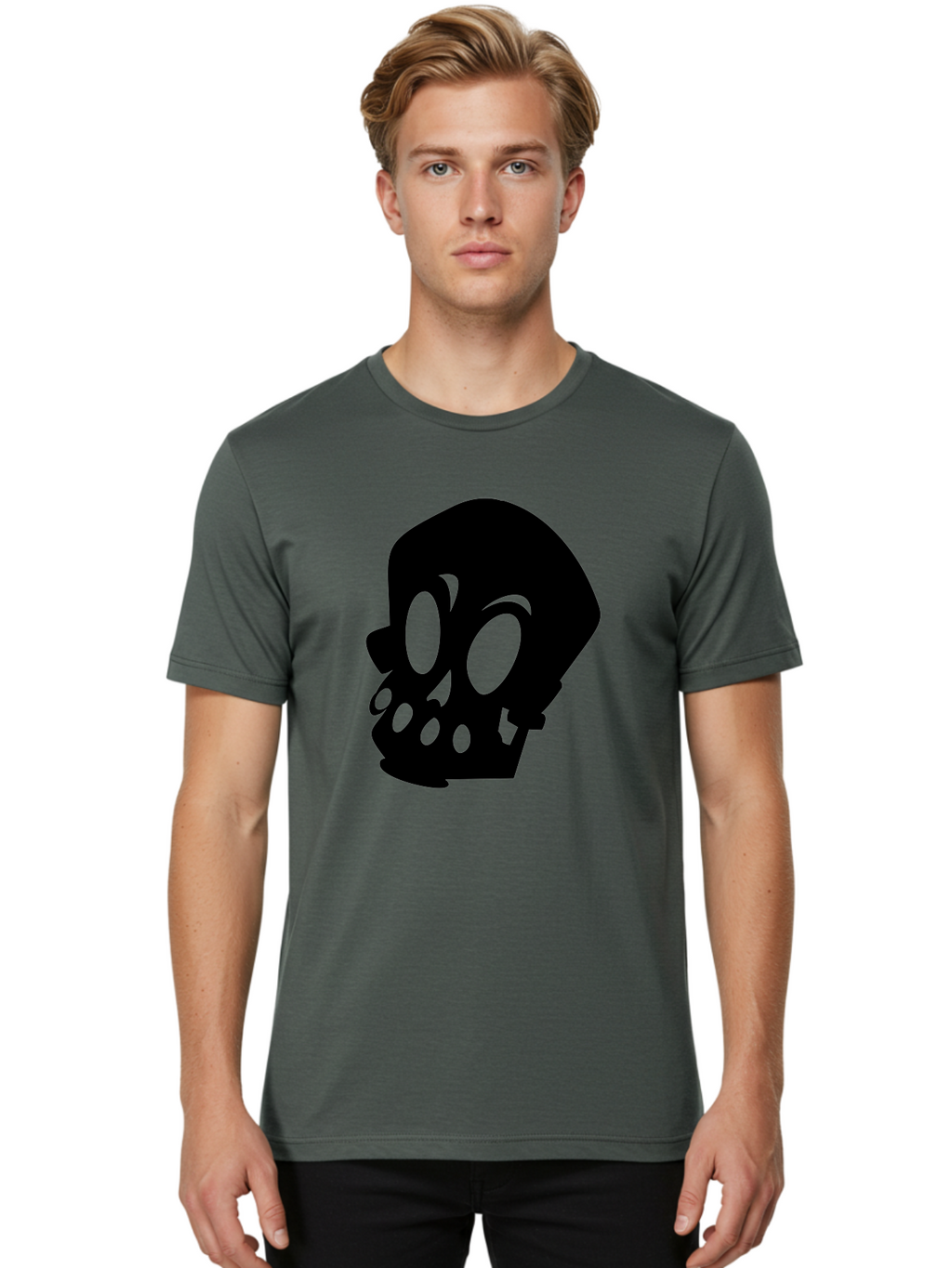 Skull Men'S Graphic Tee, 100% Cotton, Comfortable Casual Summer Wear, Machine Washable, Human Skull, Death Symbol, Gothic Icon, Spooky Emblem, Dark Imagery, Skull Illustration, Goth Culture, Halloween Symbol, Skull Art Aab233