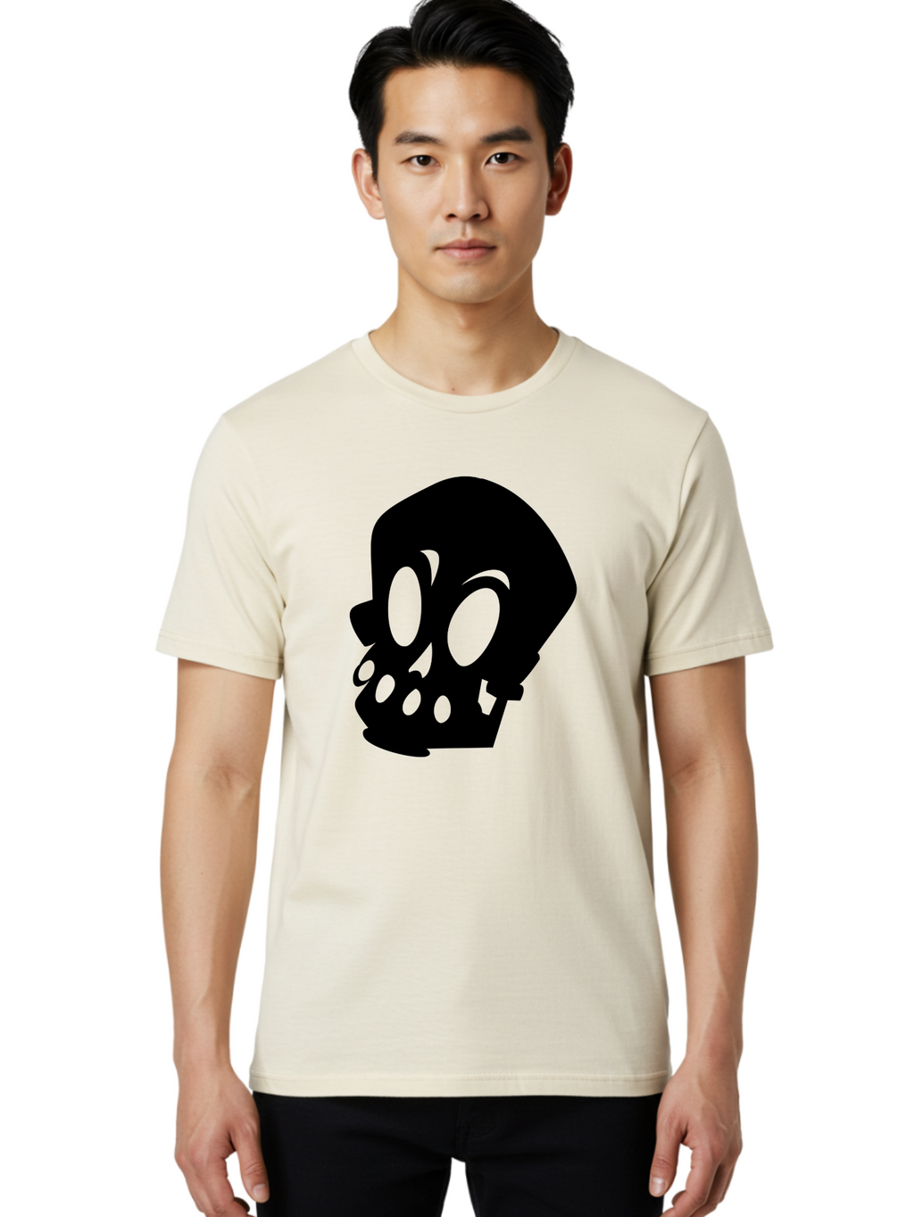 Skull Men'S Graphic Tee, 100% Cotton, Comfortable Casual Summer Wear, Machine Washable, Human Skull, Death Symbol, Gothic Icon, Spooky Emblem, Dark Imagery, Skull Illustration, Goth Culture, Halloween Symbol, Skull Art Aab233
