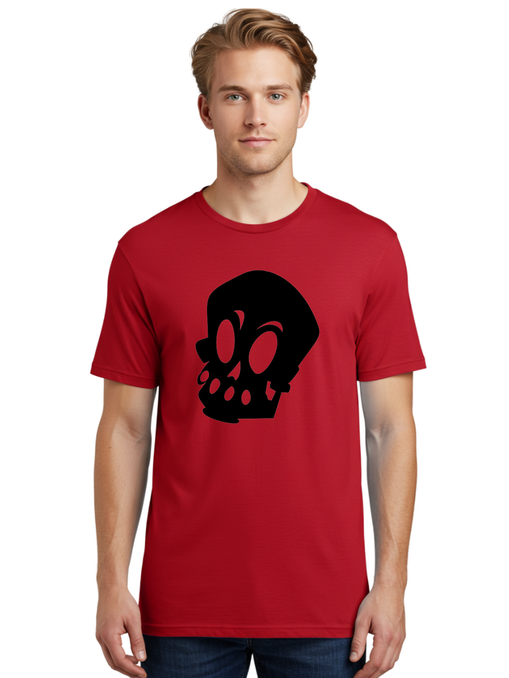 Skull Men'S Graphic Tee, 100% Cotton, Comfortable Casual Summer Wear, Machine Washable, Human Skull, Death Symbol, Gothic Icon, Spooky Emblem, Dark Imagery, Skull Illustration, Goth Culture, Halloween Symbol, Skull Art Aab233