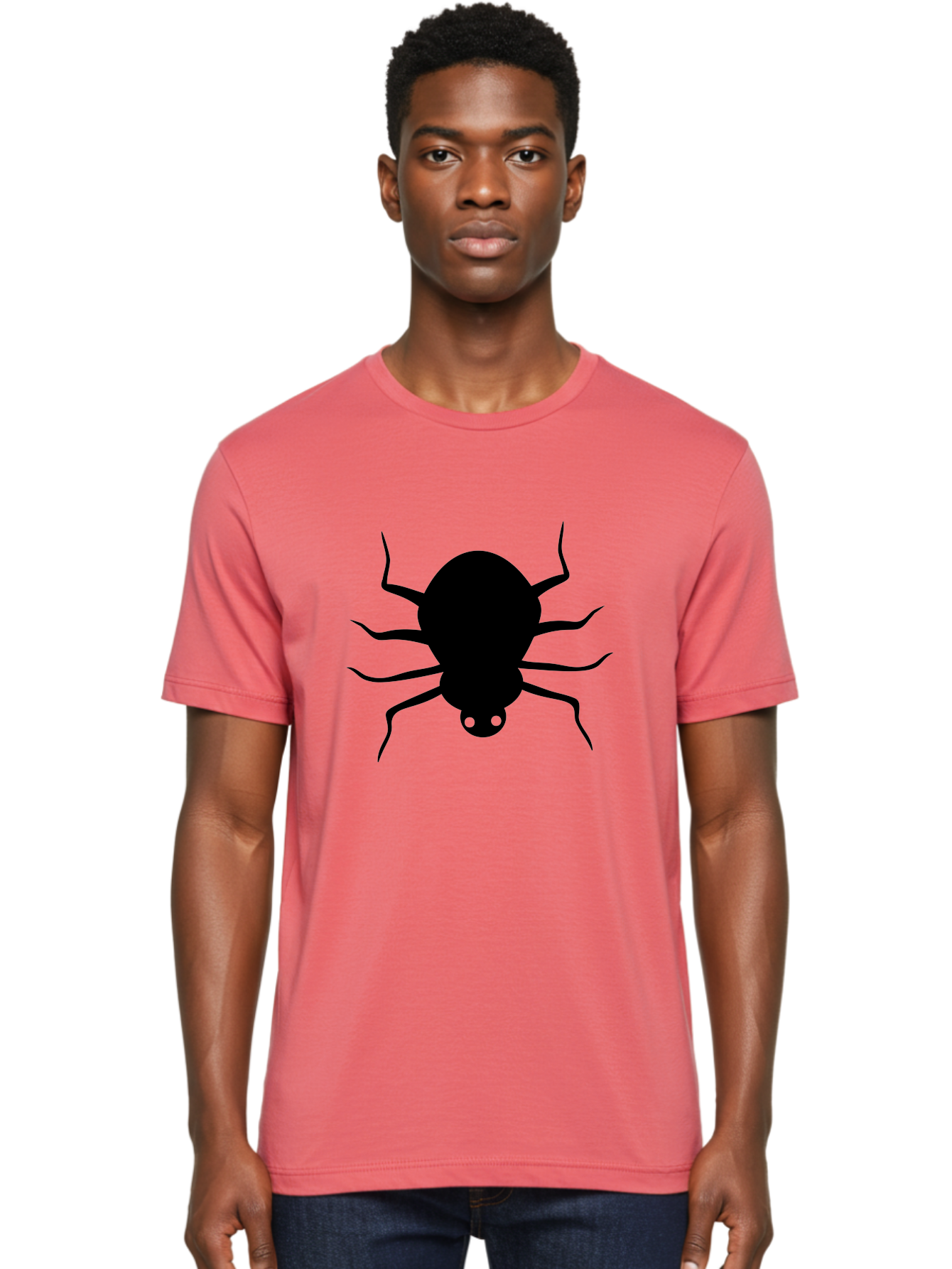 Spider-Silhouette Men'S Graphic Tee, 100% Cotton, Comfortable Casual Summer Wear, Machine Washable, Black Spider Silhouette, Spider Icon, Arachnid Symbol, Creepy Crawlers, Eight-Legged Creature, Menacing Silhouette, Simple Design, Aab234