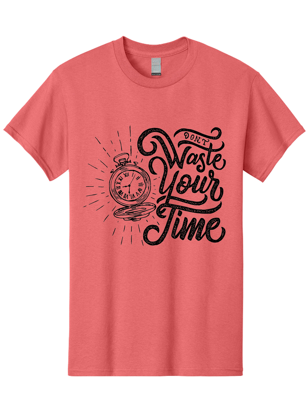 Don-T-Waste-Your-Time-1 Men'S Graphic Tee, 100% Cotton, Comfortable Casual Summer Wear, Machine Washable, Pocket Watch, Motivational Quote, Time Management, Productivity, Inspirational Saying, Vintage Clock, Productivity Tip, Time Is Money Aab243