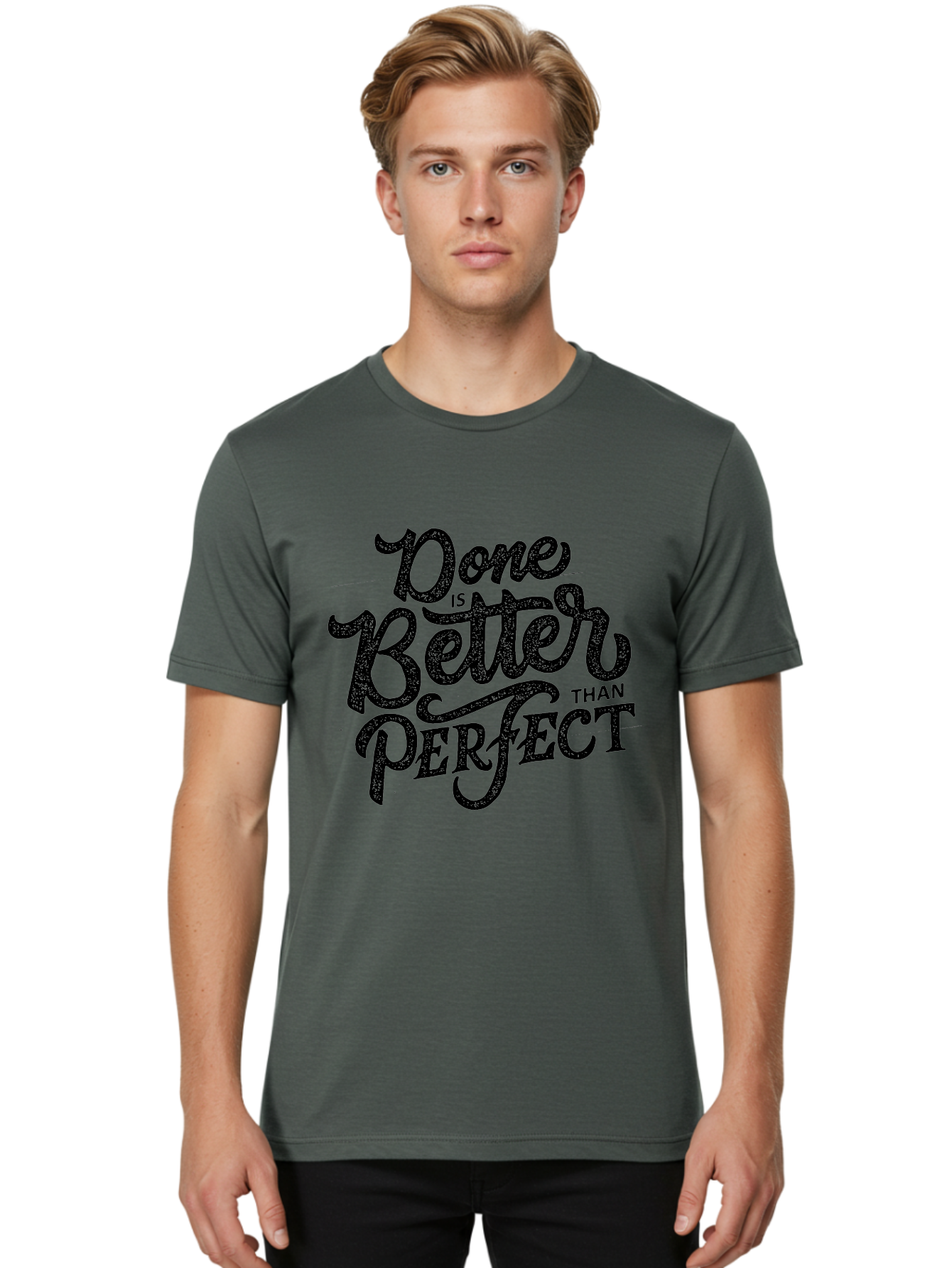 Done-Is-Better-Than-Perfect-1 Men'S Graphic Tee, 100% Cotton, Comfortable Casual Summer Wear, Machine Washable, Motivational Quote, Productivity, Task Completion, Perfectionism, Done Is Better, Self-Improvement, Productivity Tips, Aab245