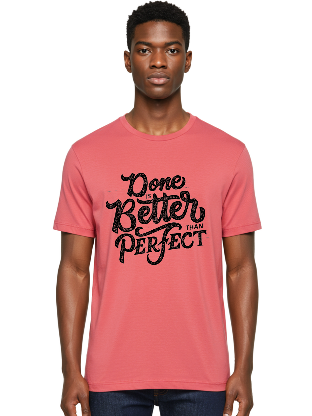 Done-Is-Better-Than-Perfect-1 Men'S Graphic Tee, 100% Cotton, Comfortable Casual Summer Wear, Machine Washable, Motivational Quote, Productivity, Task Completion, Perfectionism, Done Is Better, Self-Improvement, Productivity Tips, Aab245