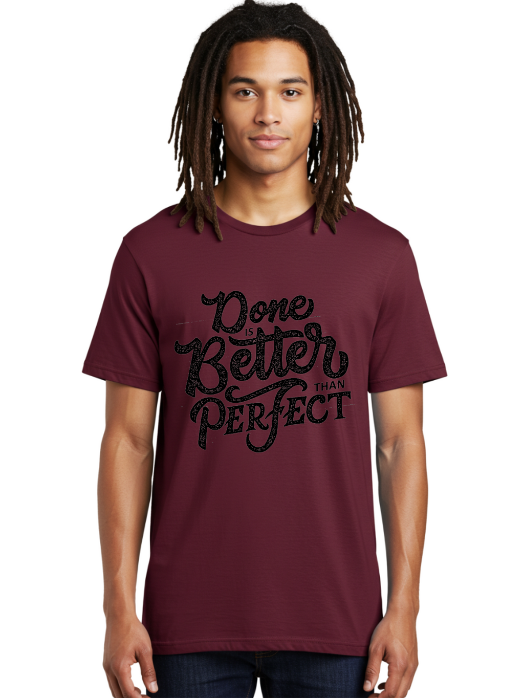 Done-Is-Better-Than-Perfect-1 Men'S Graphic Tee, 100% Cotton, Comfortable Casual Summer Wear, Machine Washable, Motivational Quote, Productivity, Task Completion, Perfectionism, Done Is Better, Self-Improvement, Productivity Tips, Aab245