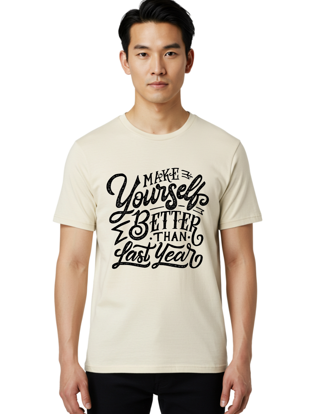Make-Yourself-Better-1 Men'S Graphic Tee, 100% Cotton, Comfortable Casual Summer Wear, Machine Washable, Motivational Quote, Self-Improvement, Inspirational Words, Personal Growth, Positive Affirmation, New Year Resolution Aab251