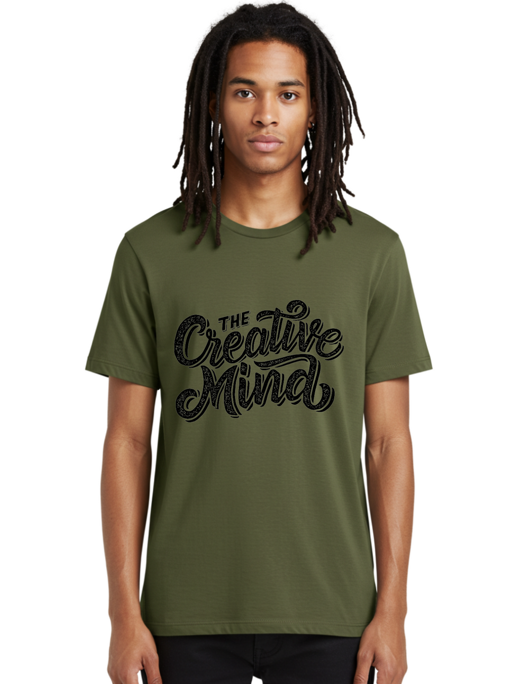 The-Creative-Mind Men'S Graphic Tee, 100% Cotton, Comfortable Casual Summer Wear, Machine Washable, Creative Thinking, Artistic Expression, Imagination, Inspiration, Motivational Quote, Artistic Typography, Creative Design Aab254