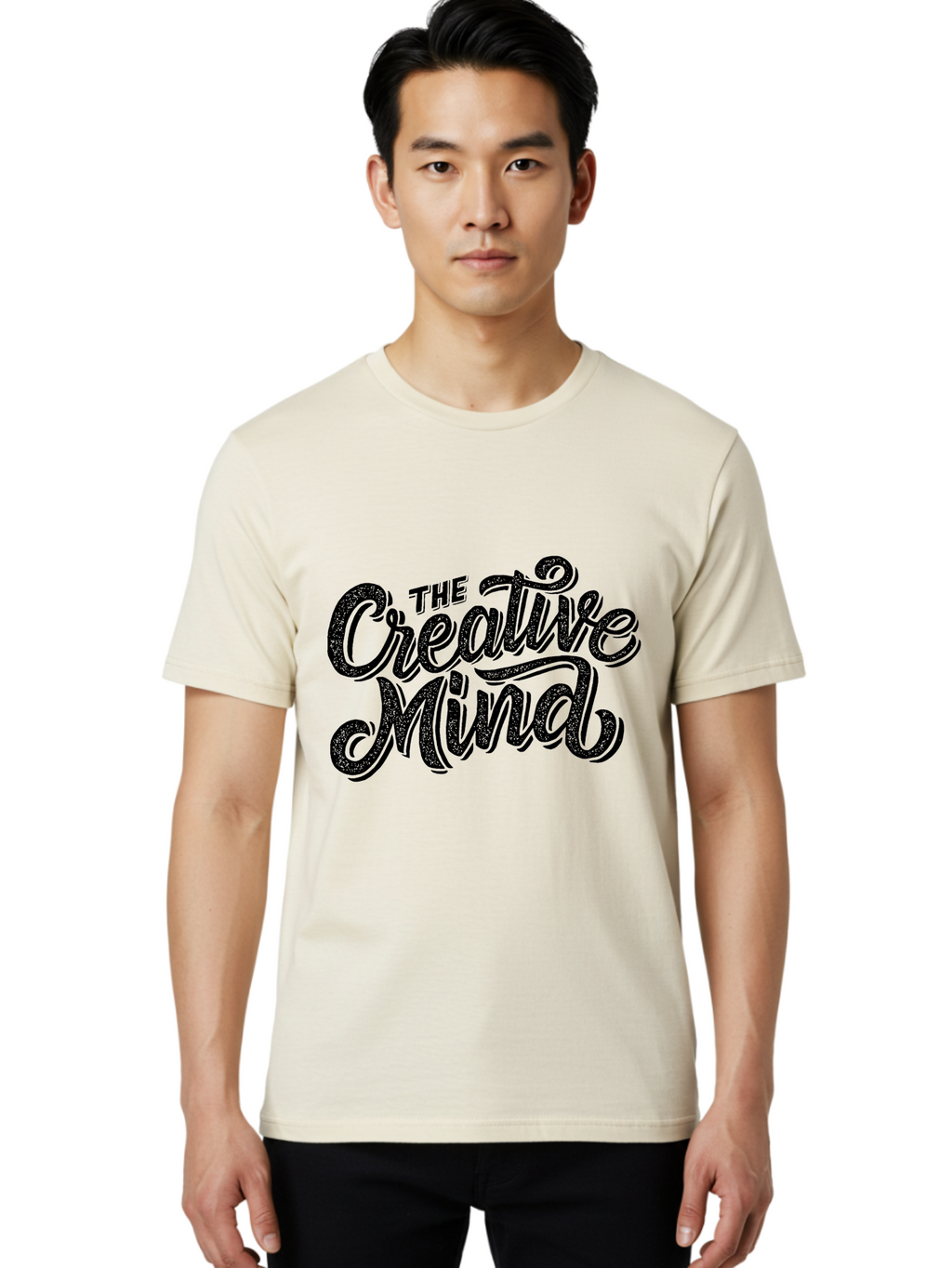 The-Creative-Mind Men'S Graphic Tee, 100% Cotton, Comfortable Casual Summer Wear, Machine Washable, Creative Thinking, Artistic Expression, Imagination, Inspiration, Motivational Quote, Artistic Typography, Creative Design Aab254