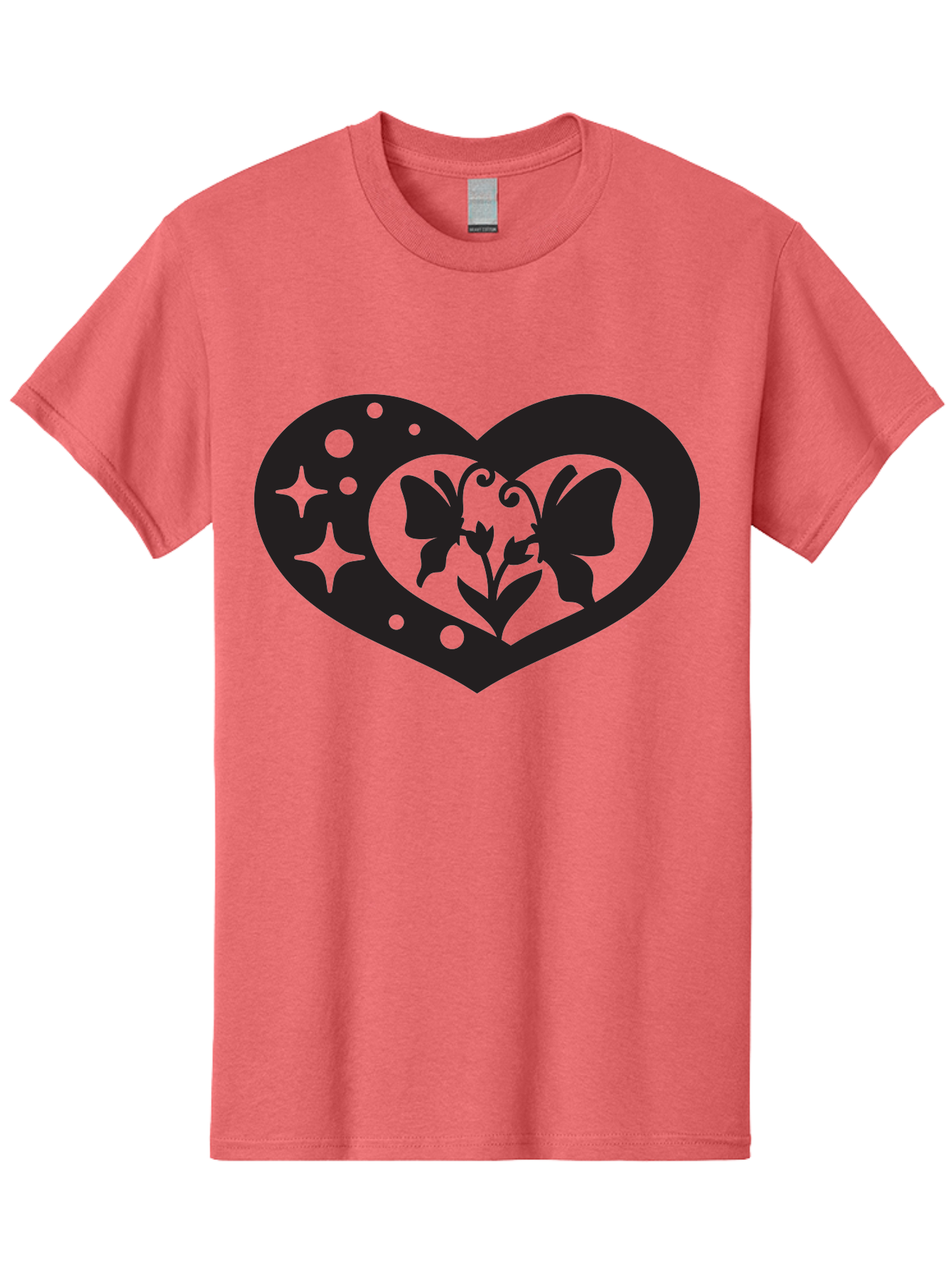 Butterfly-Heart Men'S Graphic Tee, 100% Cotton, Comfortable Casual Summer Wear, Machine Washable, Heart Shape, Butterfly Silhouette, Floral Design, Whimsical Graphics, Decorative Art, Symbolic Heart, Nature-Inspired, Mystical Charm, Aab259
