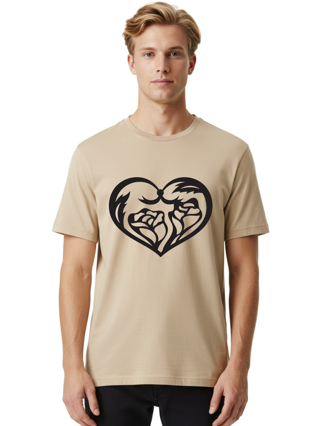 Clenched-Fists-Heart Men'S Graphic Tee, 100% Cotton, Comfortable Casual Summer Wear, Machine Washable, Clenched Fists, Heart Symbol, Strength, Power Symbol, Boxing Gloves, Aggression, Boxing Inspiration, Heart Art, Fist Bump Symbol, Aab260