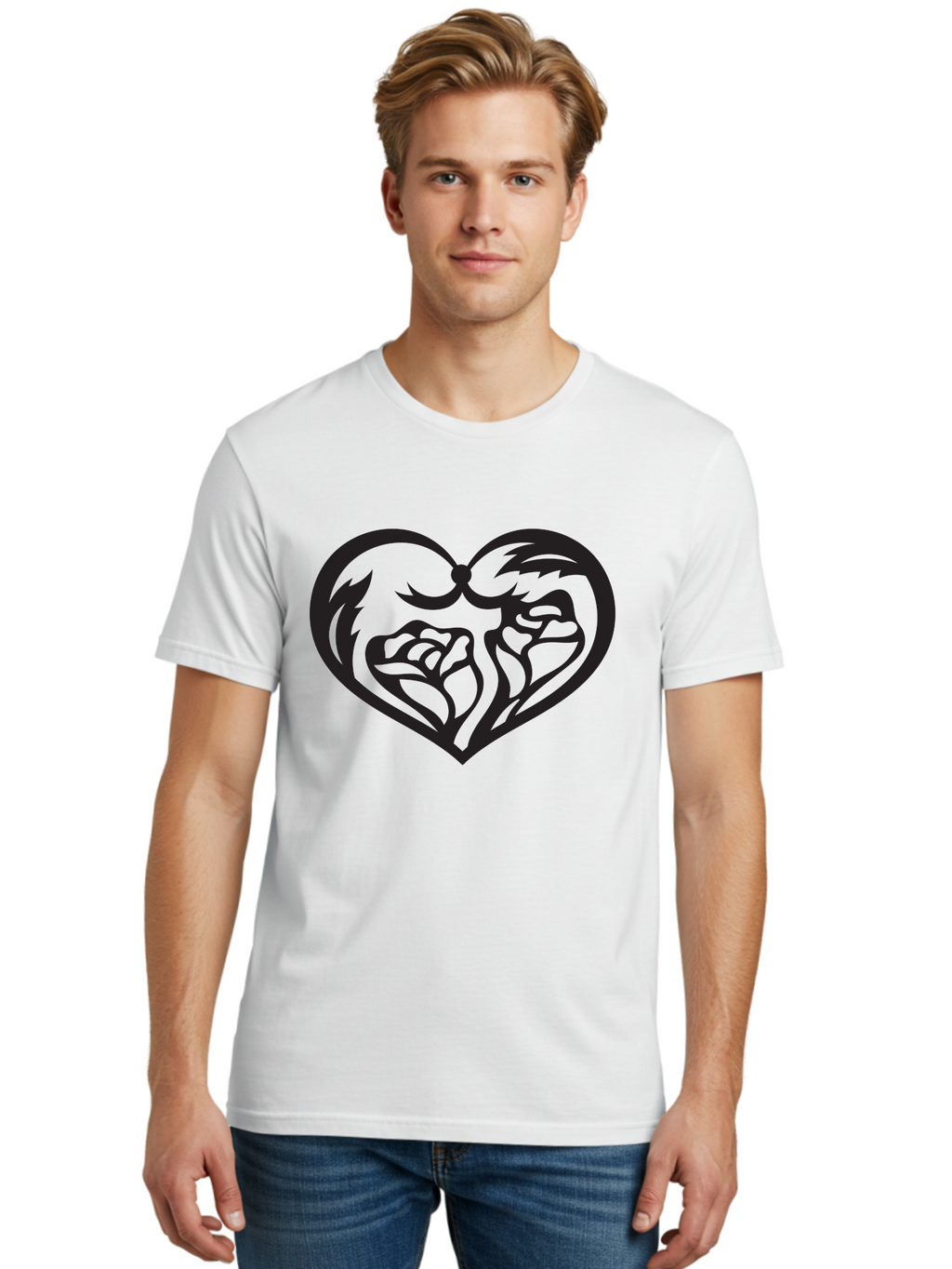 Clenched-Fists-Heart Men'S Graphic Tee, 100% Cotton, Comfortable Casual Summer Wear, Machine Washable, Clenched Fists, Heart Symbol, Strength, Power Symbol, Boxing Gloves, Aggression, Boxing Inspiration, Heart Art, Fist Bump Symbol, Aab260