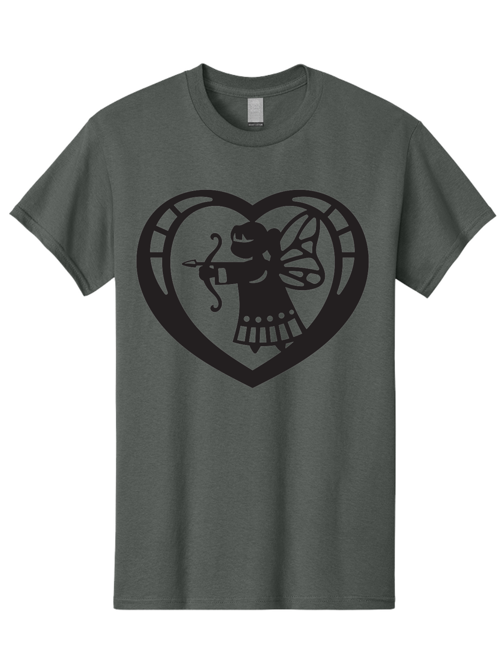 Cupid-1 Men'S Graphic Tee, 100% Cotton, Comfortable Casual Summer Wear, Machine Washable, Cupid Silhouette, Cupid With Bow And Arrow, Heart Shape, Valentines Day Symbol, Love Icon, Cherub Figure, Winged Character, Romantic Emblem, Aab261