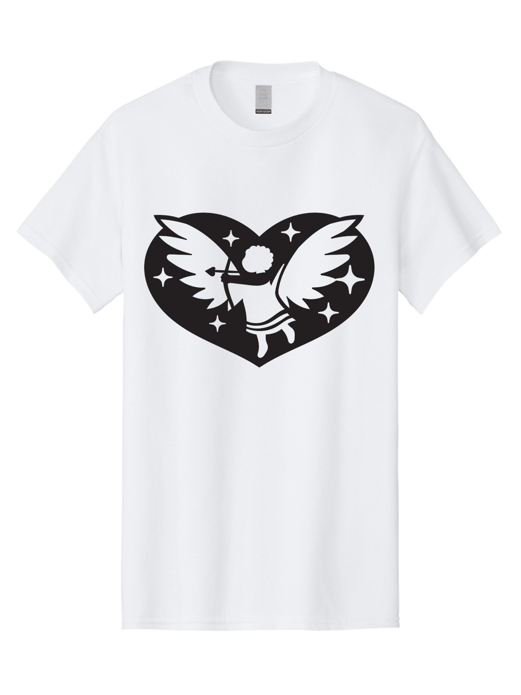 Cupid-Heart Men'S Graphic Tee, 100% Cotton, Comfortable Casual Summer Wear, Machine Washable, Cupid With Bow And Arrow, Heart Shape, Winged Cherub, Love Symbol, Valentines Day, Romance, Stars, Mythological Figure, Love Heart Aab262