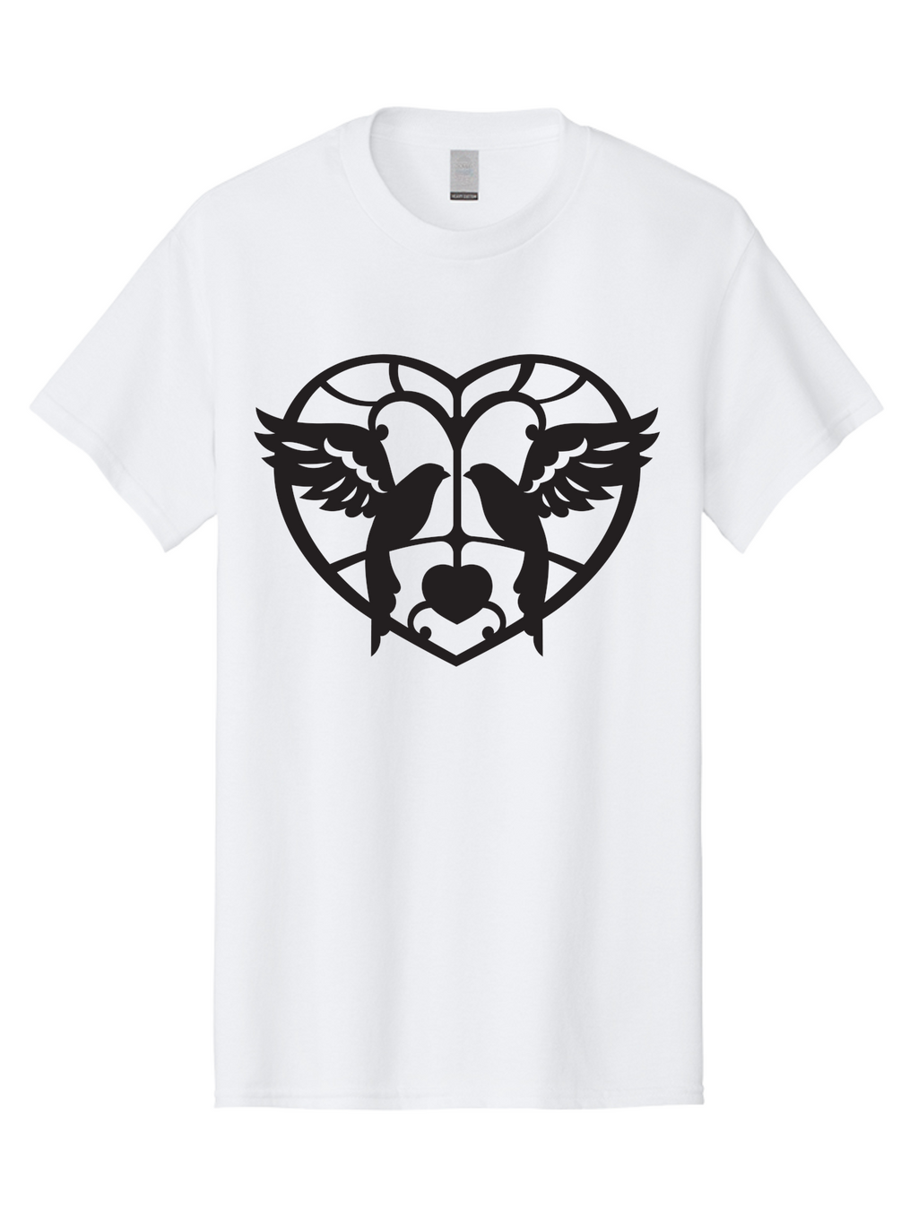 Dove-Heart Men'S Graphic Tee, 100% Cotton, Comfortable Casual Summer Wear, Machine Washable, Doves In Love, Heart Symbol, Symbol Of Love, Peace Doves, Unity, Harmony, Love And Peace, Couple Doves, Decorative Doves Aab268