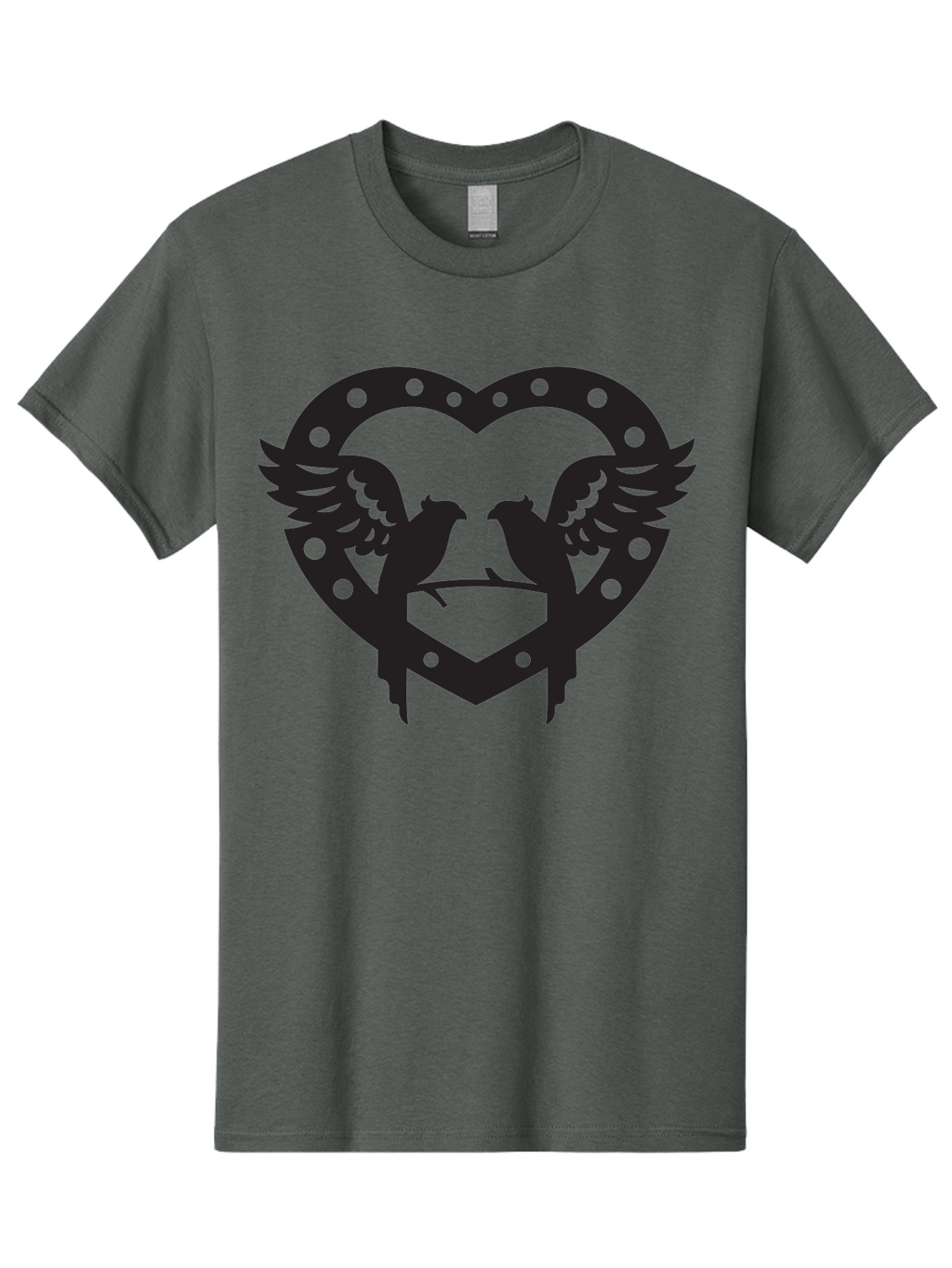 Heart-Birds Men'S Graphic Tee, 100% Cotton, Comfortable Casual Summer Wear, Machine Washable, Love Birds, Heart Shape, Decorative Key, Symbol Of Love, Romantic Motifs, Valentine'S Day Theme, Couple Birds, Winged Hearts, Ornate Design, Aab273