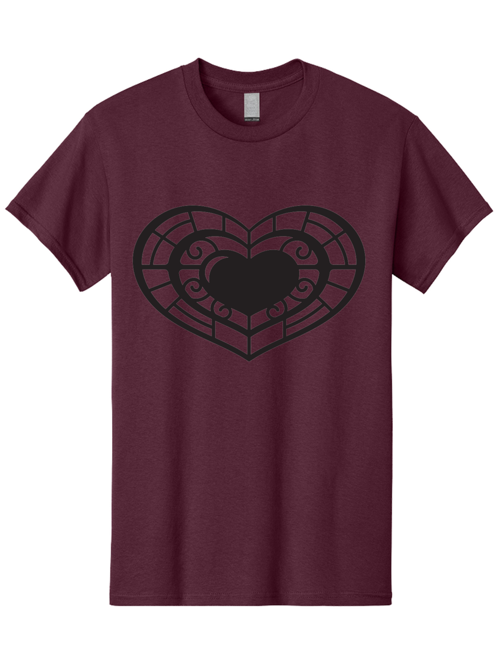 Heart-Design Men'S Graphic Tee, 100% Cotton, Comfortable Casual Summer Wear, Machine Washable, Stained Glass Heart, Decorative Heart, Intricate Design, Heart Silhouette, Ornate Pattern, Swirling Shapes, Love Symbol, Valentines Day Aab274