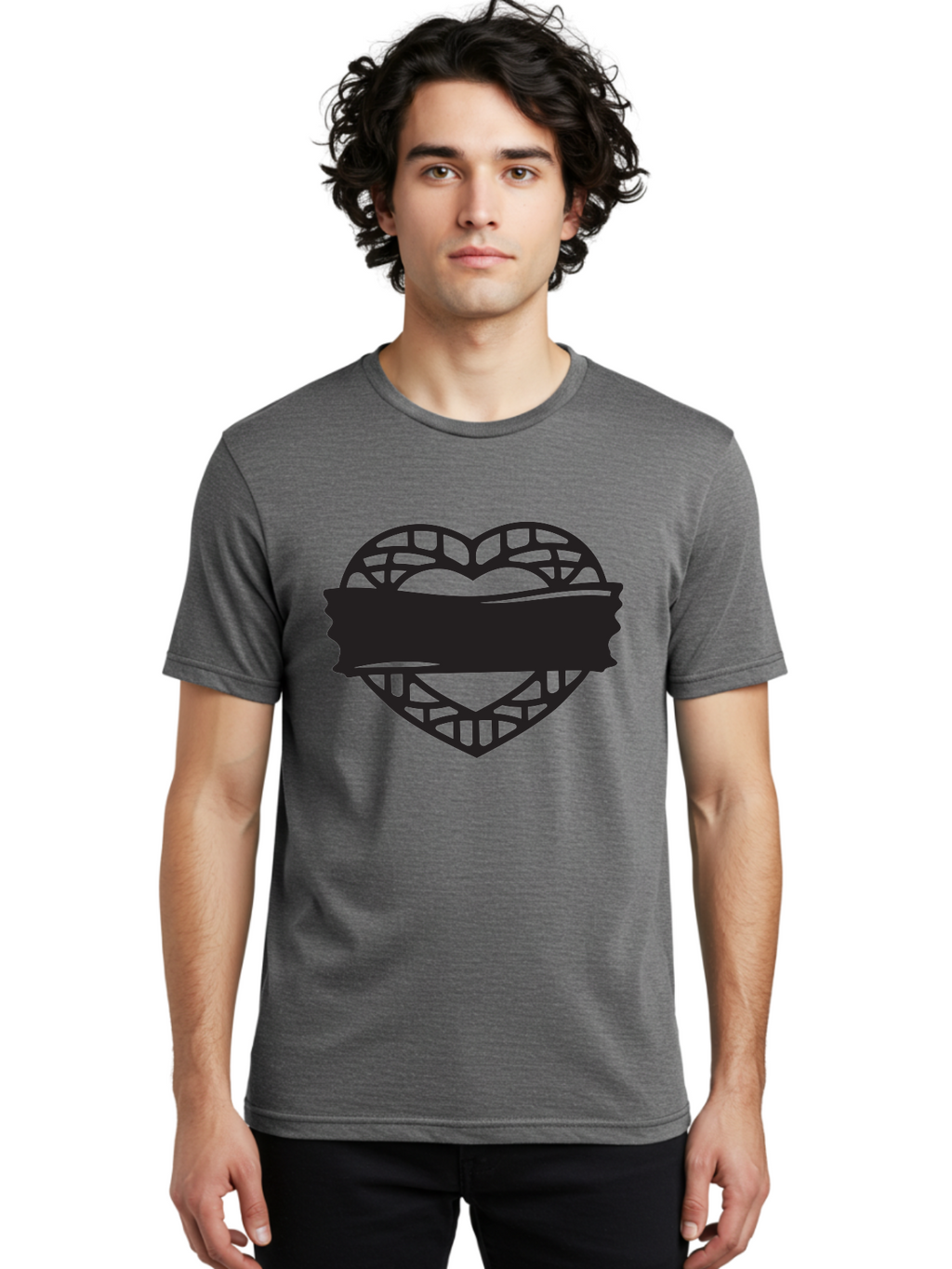 Heart-With-Duct-Tape Men'S Graphic Tee, 100% Cotton, Comfortable Casual Summer Wear, Machine Washable, Heart Shape, Intricate Design, Muzzled Heart, Love Symbol, Decorative Art, Symbolic Representation, Heart Pattern Aab281