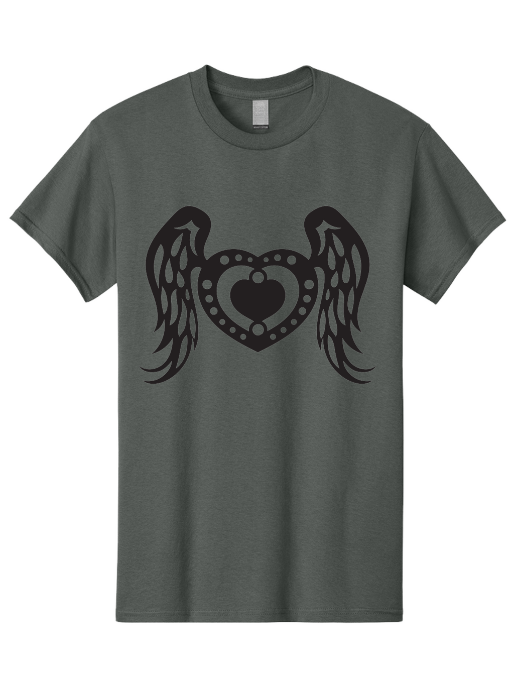 Heart-With-Wings Men'S Graphic Tee, 100% Cotton, Comfortable Casual Summer Wear, Machine Washable, Heart With Wings, Decorative Heart Design, Symbolic Heart Art, Winged Heart Illustration, Love Symbol, Heart Icon, Angel Wings, Aab287