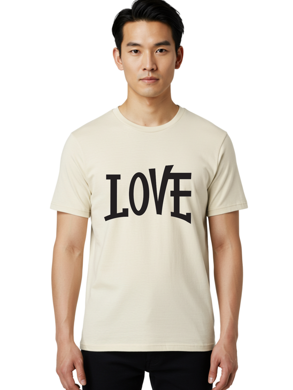 Love-2 Men'S Graphic Tee, 100% Cotton, Comfortable Casual Summer Wear, Machine Washable, Love Typography, Black Font, Bold Letters, Emotional Words, Heartfelt Expression, Love Quote, Typographic Art Aab290