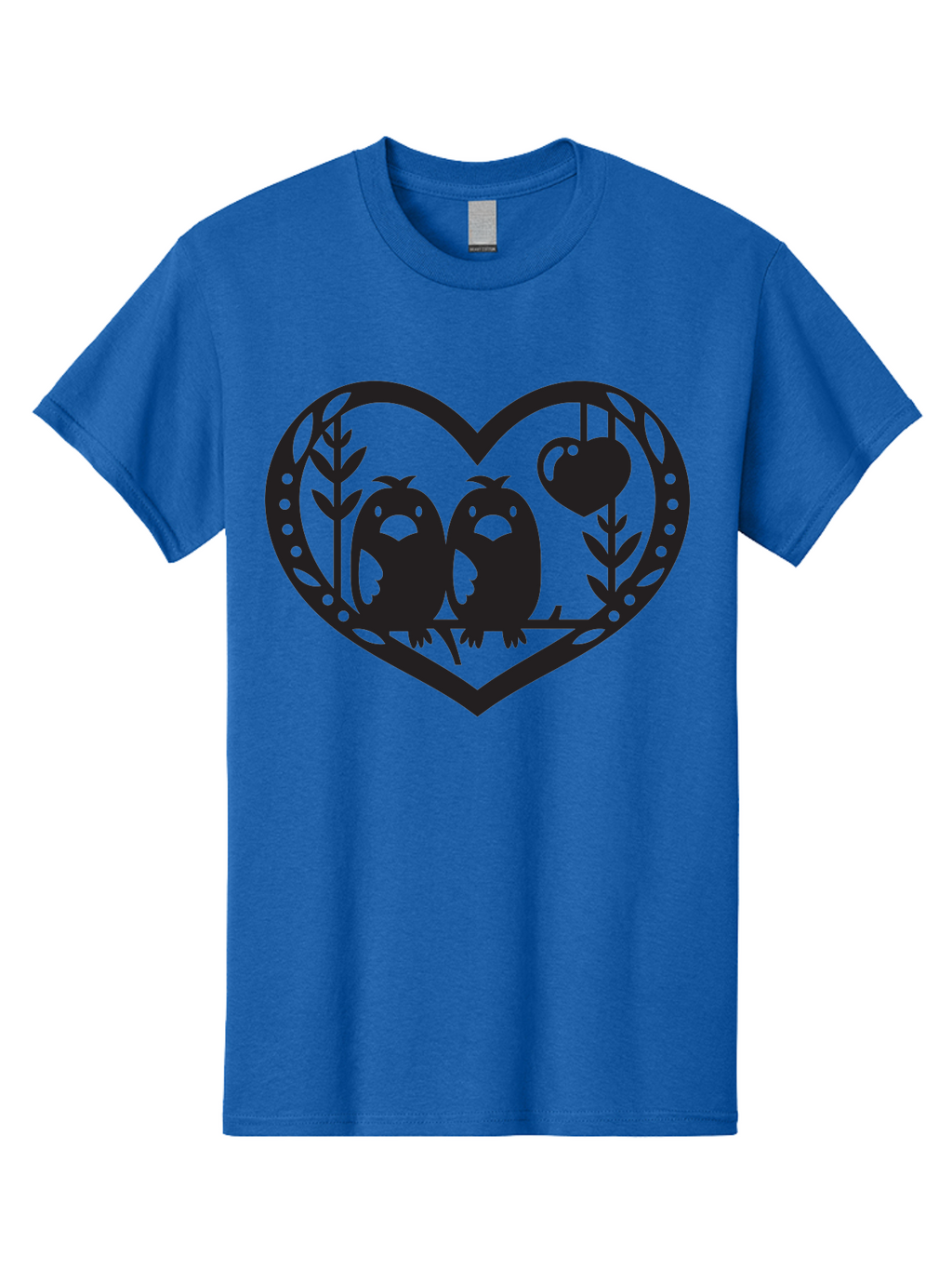 Love-Birds-1 Men'S Graphic Tee, 100% Cotton, Comfortable Casual Summer Wear, Machine Washable, Pair Of Birds Perched On Branch, Heart-Shaped Frame, Love Symbolism, Decorative Design, Minimalist Style, Simple Shapes, Cute Illustration, Aab291