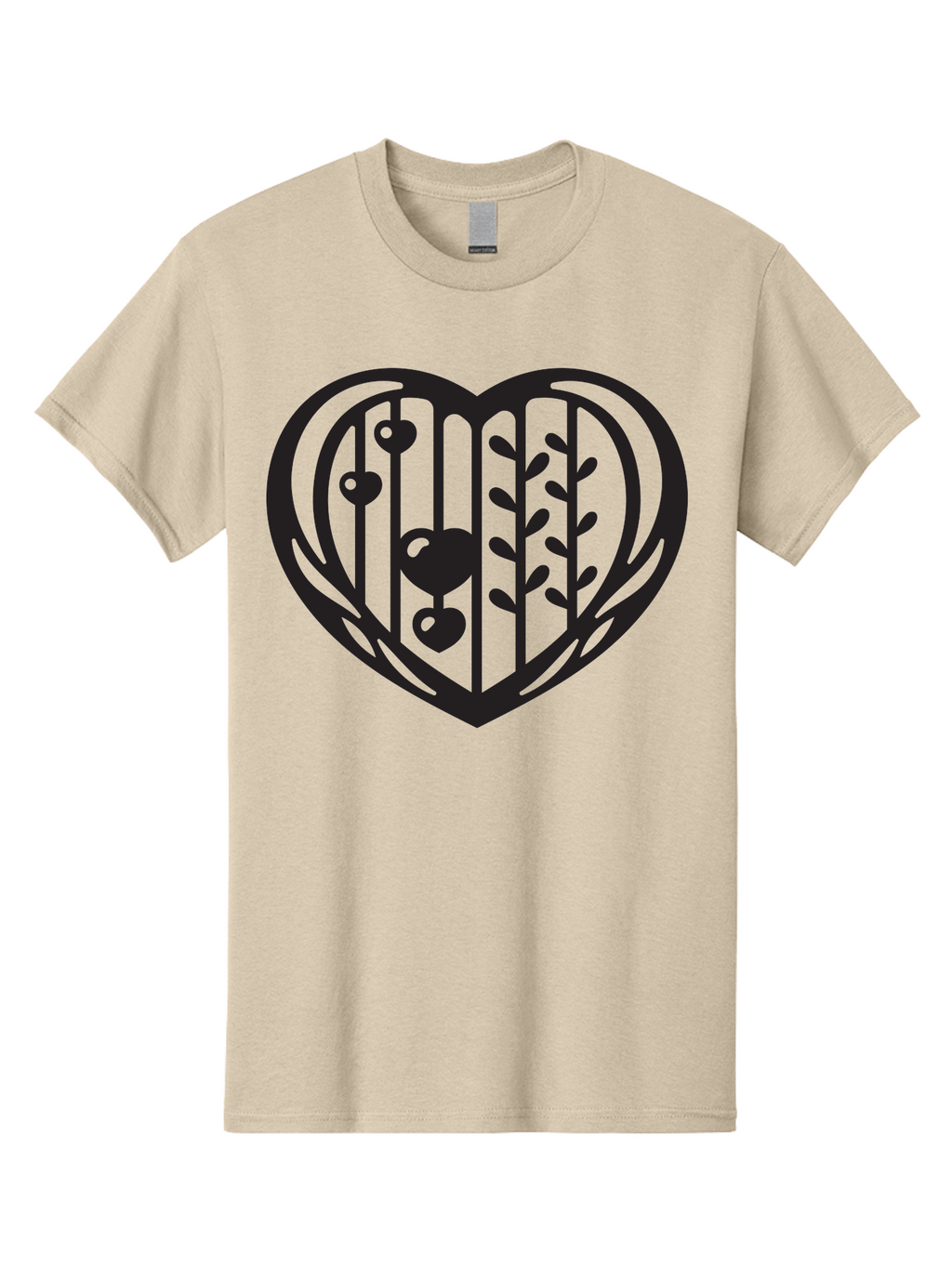 Mobile-Cage-Heart Men'S Graphic Tee, 100% Cotton, Comfortable Casual Summer Wear, Machine Washable, Heart-Shaped Cage, Bird Trapped, Love Symbol, Restricted Freedom, Emotional Confinement, Symbol Of Love, Heart, Birdcage Aab295