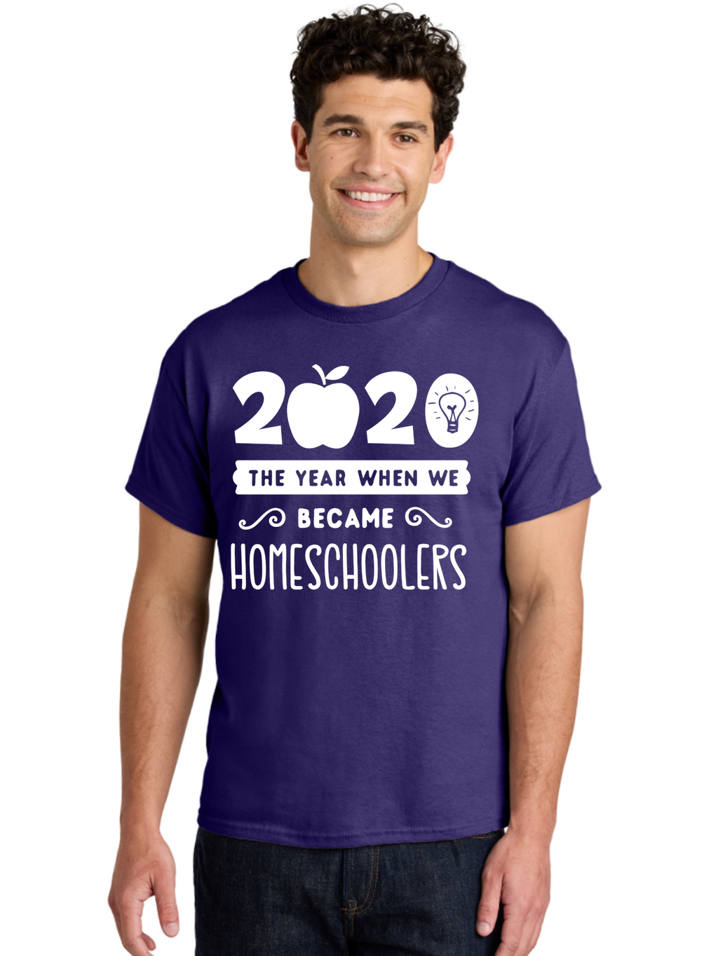 2020-The-Year-When-We-Became-Homeschoolers-1 Men'S Graphic Tee, 100% Cotton, Comfortable Casual Summer Wear, Machine Washable, Homeschooling, Online Learning, Covid-19, 2020, Education, Homeschoolers, Alternative Schooling, Home Education, Aab309