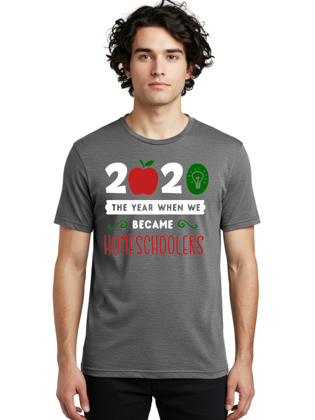 2020-The-Year-When-We-Became-Homeschoolers-2 Men'S Graphic Tee, 100% Cotton, Comfortable Casual Summer Wear, Machine Washable, Homeschooling, 2020, Year Of Change, Education, Learning At Home, Homeschoolers, New Normal, Covid-19 Impact, Aab310