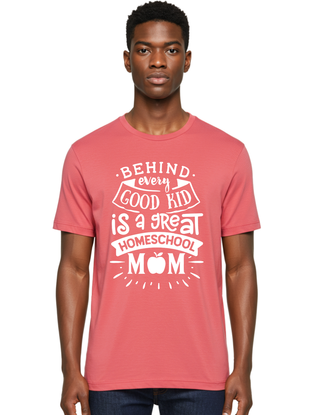 Behind-Every-Good-Kid-1 Men'S Graphic Tee, 100% Cotton, Comfortable Casual Summer Wear, Machine Washable, Homeschool Mom Appreciation, Proud Parent, Education Support, Homeschooling Journey, Dedicated Mother, Behind Every Good Kid Aab313