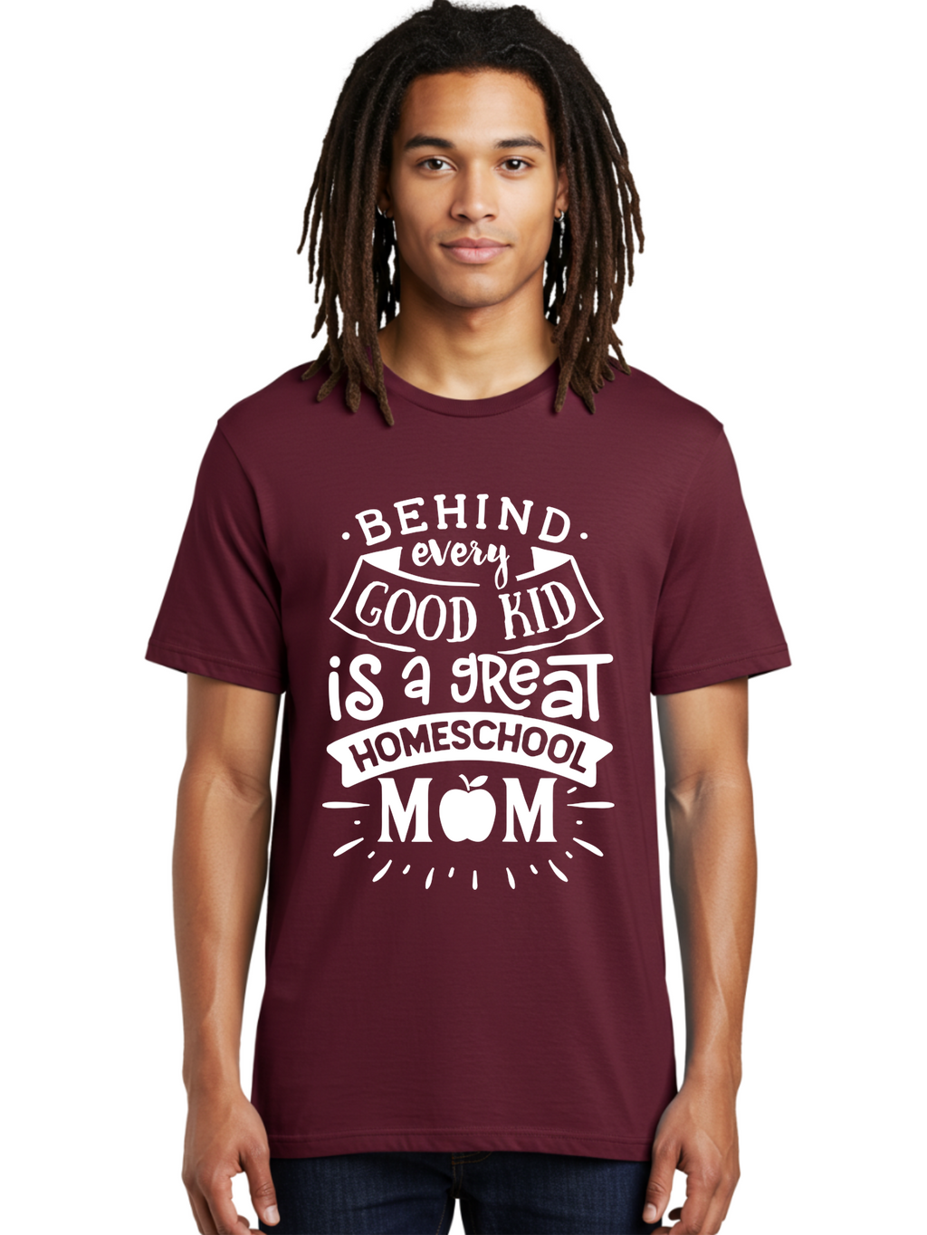 Behind-Every-Good-Kid-1 Men'S Graphic Tee, 100% Cotton, Comfortable Casual Summer Wear, Machine Washable, Homeschool Mom Appreciation, Proud Parent, Education Support, Homeschooling Journey, Dedicated Mother, Behind Every Good Kid Aab313