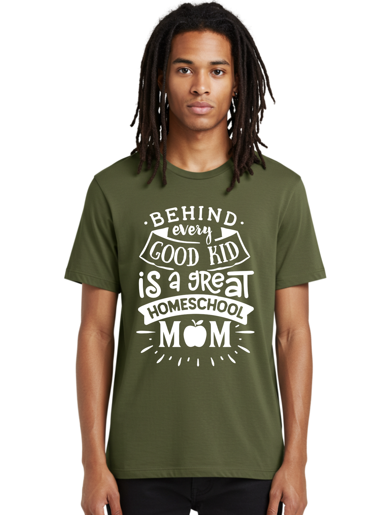Behind-Every-Good-Kid-1 Men'S Graphic Tee, 100% Cotton, Comfortable Casual Summer Wear, Machine Washable, Homeschool Mom Appreciation, Proud Parent, Education Support, Homeschooling Journey, Dedicated Mother, Behind Every Good Kid Aab313