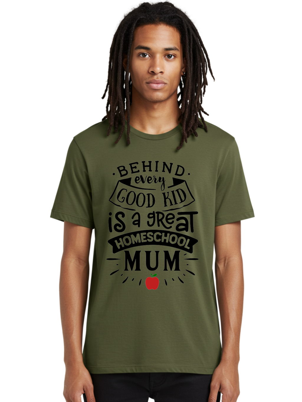 Behind-Every-Good-Kid-3 Men'S Graphic Tee, 100% Cotton, Comfortable Casual Summer Wear, Machine Washable, Homeschool Mum Appreciation, Proud Homeschool Parent, Supportive Mother, Homeschooling Journey, Behind Every Good Kid, Aab315