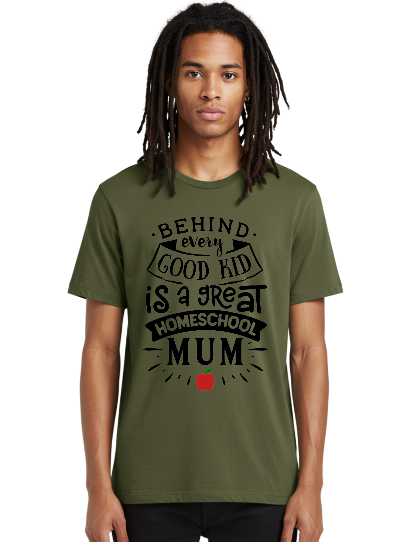 Behind-Every-Good-Kid-3 Men'S Graphic Tee, 100% Cotton, Comfortable Casual Summer Wear, Machine Washable, Homeschool Mum Appreciation, Proud Homeschool Parent, Supportive Mother, Homeschooling Journey, Behind Every Good Kid, Aab315