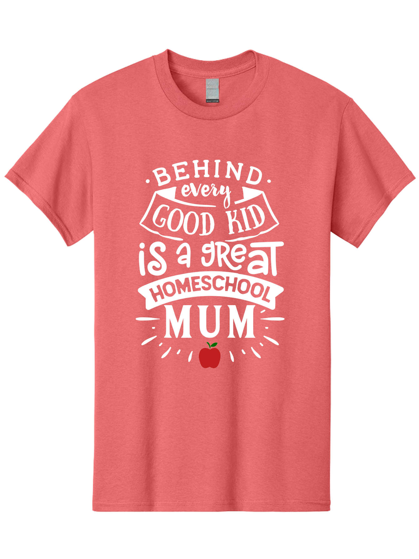 Behind-Every-Good-Kid-Is-A-Great-Homeschool-Mum-2 Men'S Graphic Tee, 100% Cotton, Comfortable Casual Summer Wear, Machine Washable, Homeschooling Mom, Proud Parent, Homeschool Quote, Apple Symbol, Educational Support, Parenting Pride, Aab317
