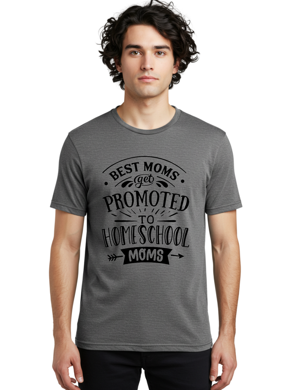 Best-Moms-Get-Promoted-To-Homeschool-Moms-1 Men'S Graphic Tee, 100% Cotton, Comfortable Casual Summer Wear, Machine Washable, Homeschool Mom, Best Mom, Parenting Humor, Educational Mom, Homeschooling Mom, Mother'S Day Gift, Mom'S Promotion, Aab320