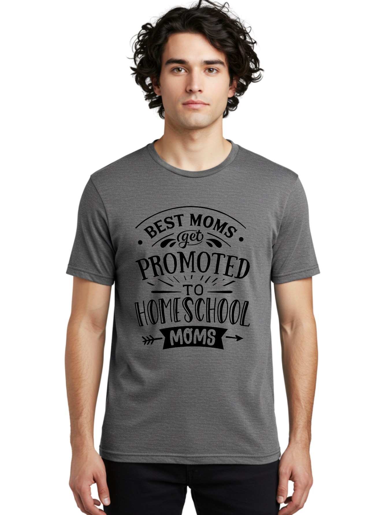 Best-Moms-Get-Promoted-To-Homeschool-Moms-1 Men'S Graphic Tee, 100% Cotton, Comfortable Casual Summer Wear, Machine Washable, Homeschool Mom, Best Mom, Parenting Humor, Educational Mom, Homeschooling Mom, Mother'S Day Gift, Mom'S Promotion, Aab320