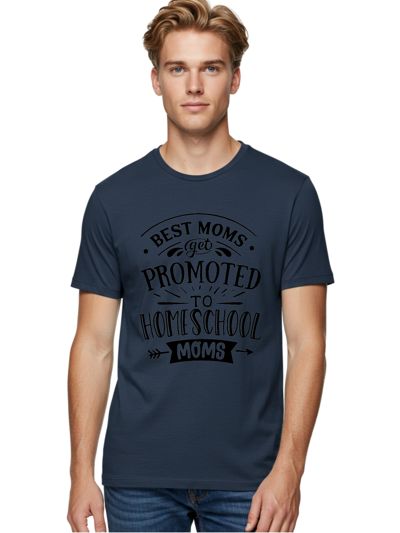 Best-Moms-Get-Promoted-To-Homeschool-Moms-1 Men'S Graphic Tee, 100% Cotton, Comfortable Casual Summer Wear, Machine Washable, Homeschool Mom, Best Mom, Parenting Humor, Educational Mom, Homeschooling Mom, Mother'S Day Gift, Mom'S Promotion, Aab320