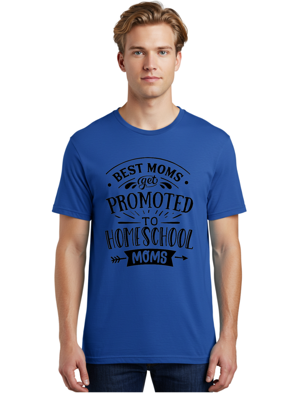 Best-Moms-Get-Promoted-To-Homeschool-Moms-1 Men'S Graphic Tee, 100% Cotton, Comfortable Casual Summer Wear, Machine Washable, Homeschool Mom, Best Mom, Parenting Humor, Educational Mom, Homeschooling Mom, Mother'S Day Gift, Mom'S Promotion, Aab320