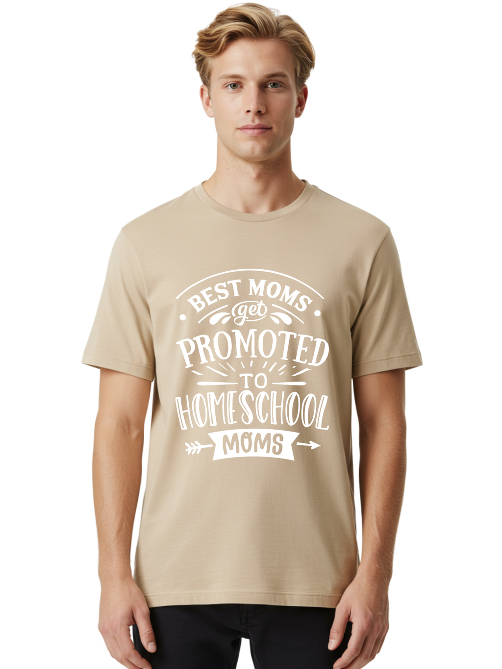 Best-Moms-Get-Promoted-To-Homeschool-Moms Men'S Graphic Tee, 100% Cotton, Comfortable Casual Summer Wear, Machine Washable, Homeschooling Mom, Best Mom, Mom Quotes, Homeschool Mom Quotes, Funny Mom Quotes, Mom Life, Parenting Humor, Aab321