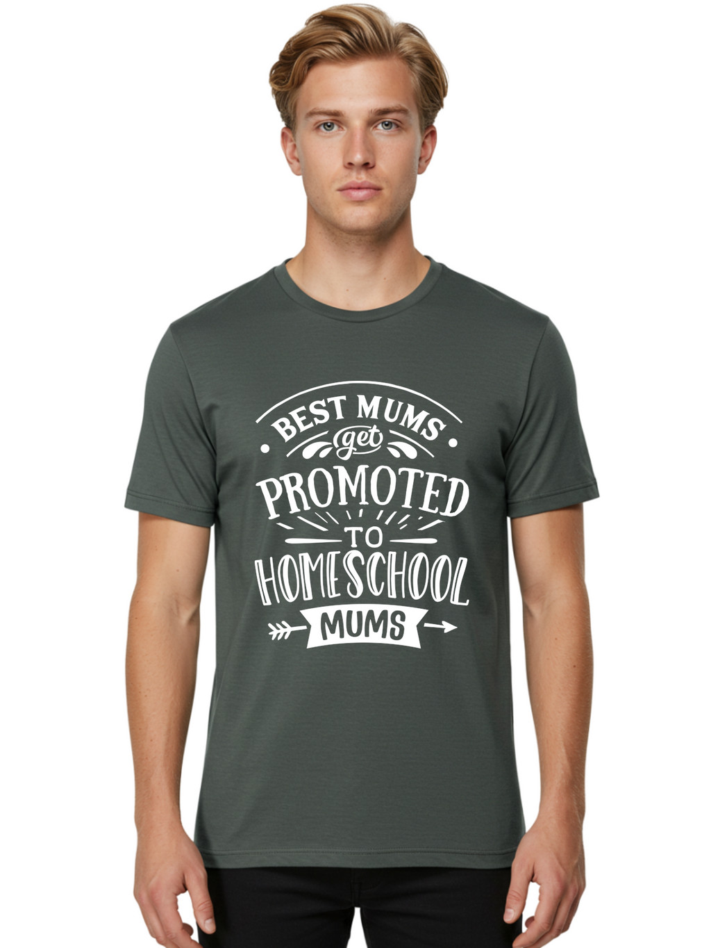 Best-Mums-Get-Promoted-To-Homeschool-Mums Men'S Graphic Tee, 100% Cotton, Comfortable Casual Summer Wear, Machine Washable, Homeschool Mums, Best Mums, Promotion, Parenting, Education, Homeschooling, Mom Life, Motherhood, Funny Quote, Aab322