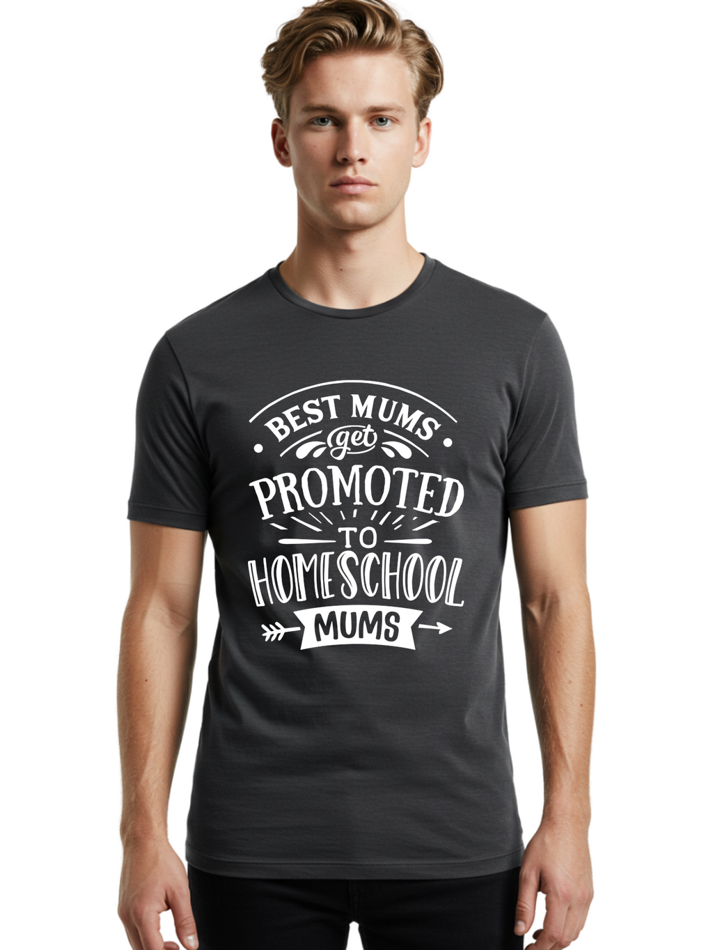 Best-Mums-Get-Promoted-To-Homeschool-Mums Men'S Graphic Tee, 100% Cotton, Comfortable Casual Summer Wear, Machine Washable, Homeschool Mums, Best Mums, Promotion, Parenting, Education, Homeschooling, Mom Life, Motherhood, Funny Quote, Aab322