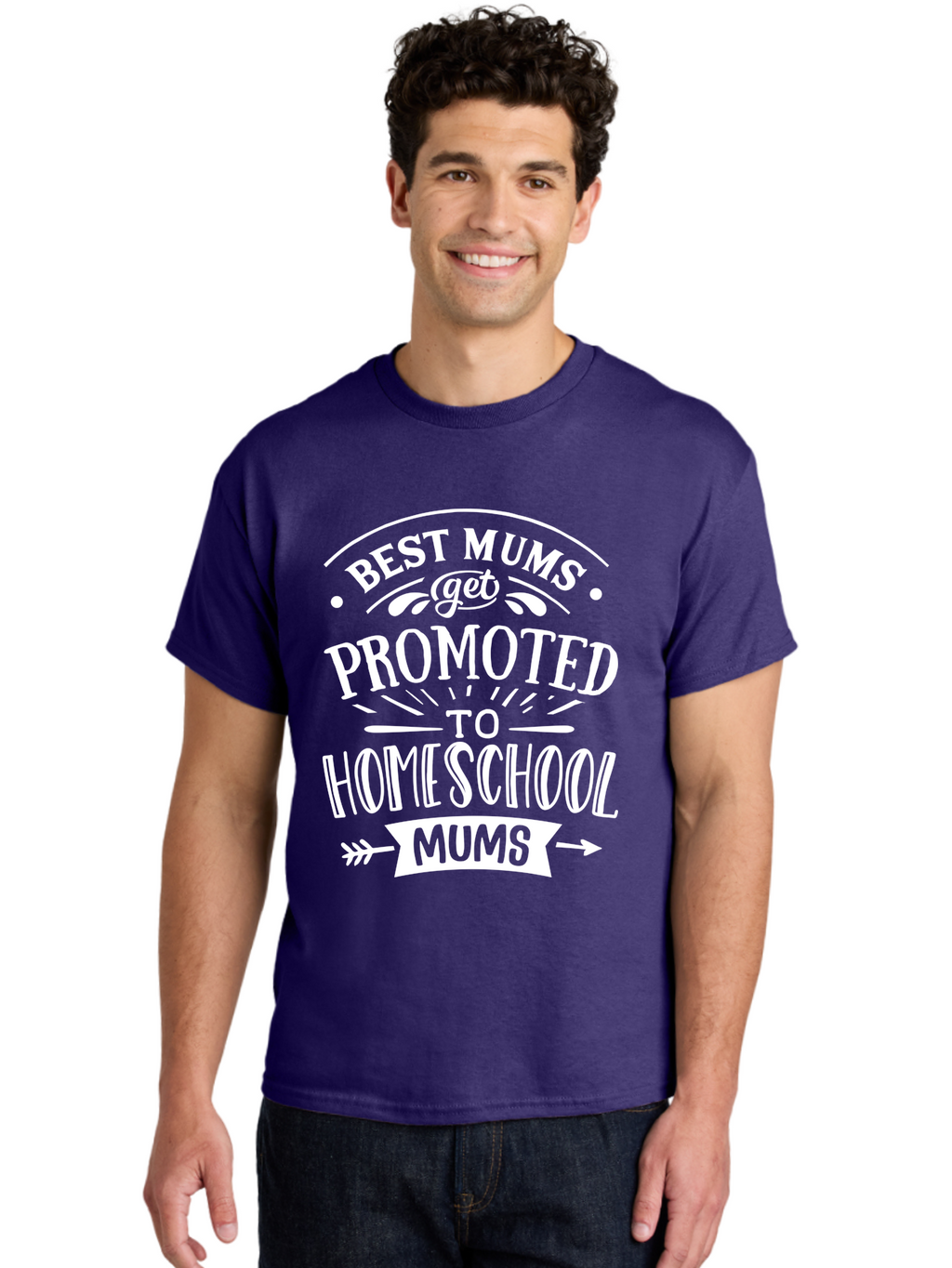 Best-Mums-Get-Promoted-To-Homeschool-Mums Men'S Graphic Tee, 100% Cotton, Comfortable Casual Summer Wear, Machine Washable, Homeschool Mums, Best Mums, Promotion, Parenting, Education, Homeschooling, Mom Life, Motherhood, Funny Quote, Aab322