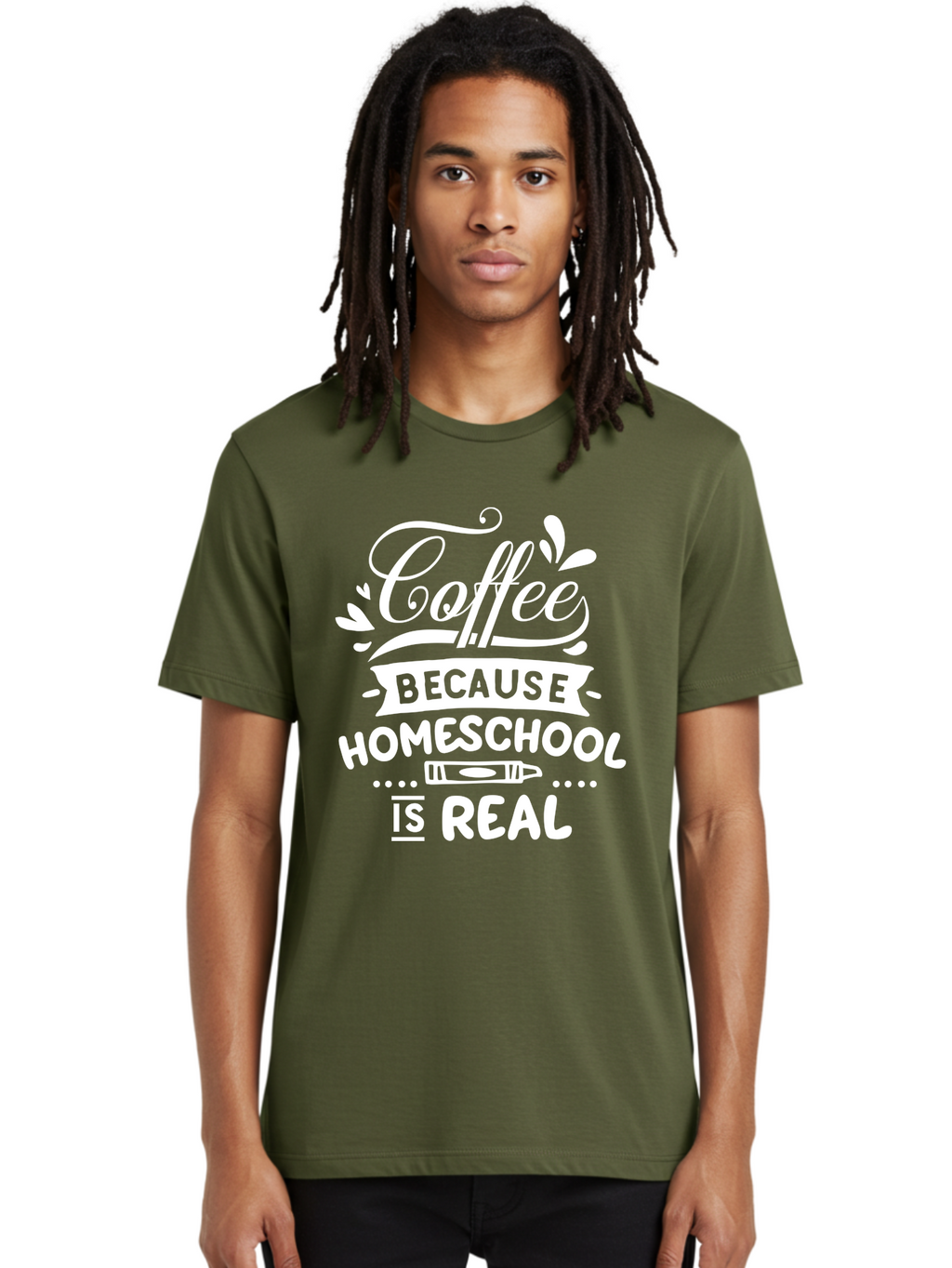 Coffee-Because-Homeschool-Is-Real-1 Men'S Graphic Tee, 100% Cotton, Comfortable Casual Summer Wear, Machine Washable, Homeschooling, Coffee Humor, Parenting Joke, Educational Quote, Teacher Humor, Coffee Lover, Homeschool Mom, Funny Saying Aab324