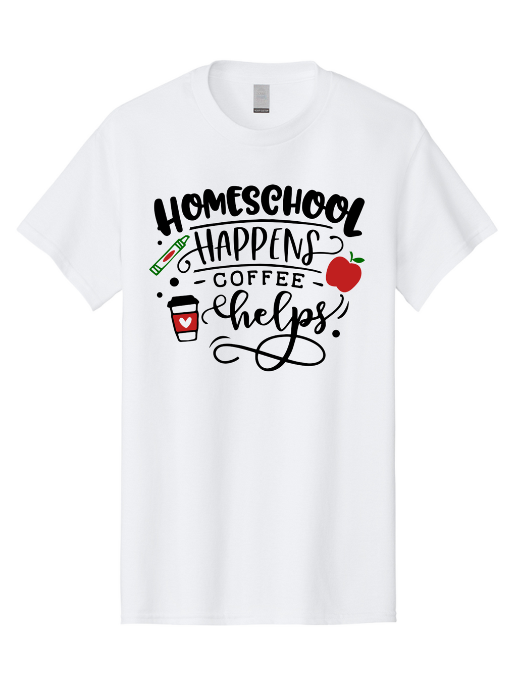 Homeschool-Happens-Coffee-Helps Men'S Graphic Tee, 100% Cotton, Comfortable Casual Summer Wear, Machine Washable, Homeschool, Coffee Lover, Homeschooling, Coffee Fuel, Education, Teaching, Learning, Coffee Break, Homeschool Mom, Funny Quote Aab341